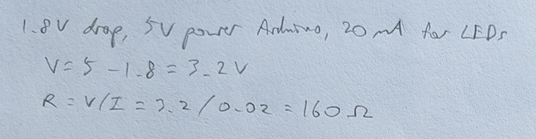 calculation for resistance needed for Red and Green